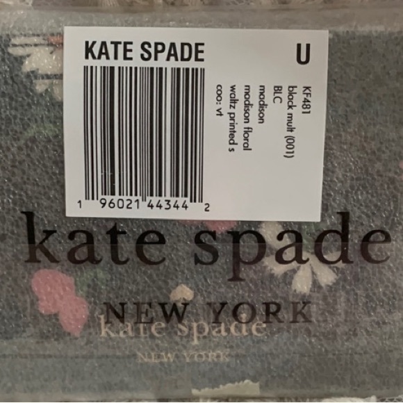 Kate Spade Black Card Holder with Pink and White Floral Design - Picture 8 of 9